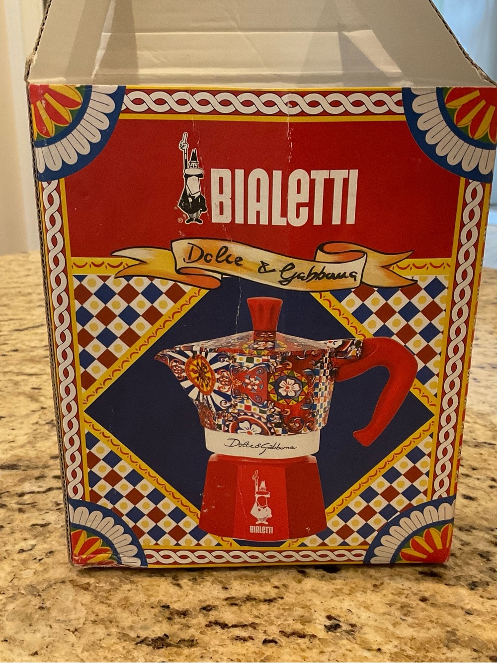 Dolce & Gabbana Red Patterned 3 Cup Stovetop Espresso Maker - Picture 4 of 5